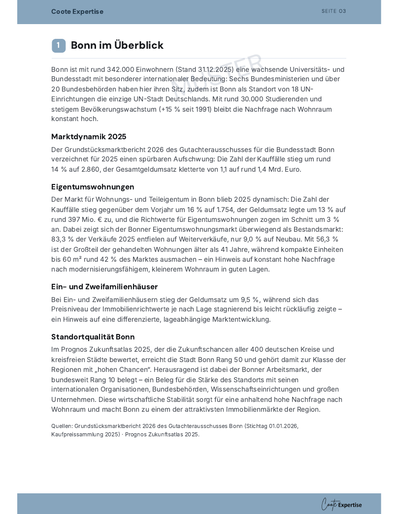 Seite Region und Standort im Überblick der Marktwert-Analyse